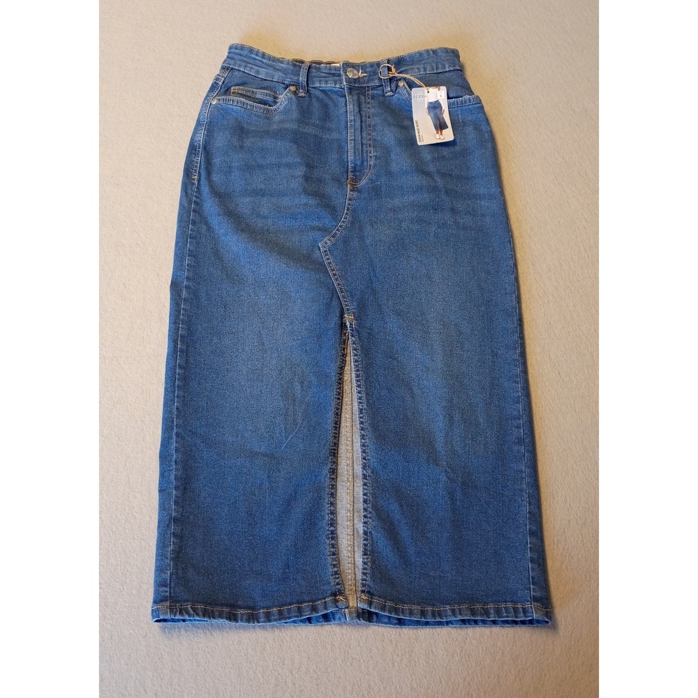 Serra Women' Denim Skirt Maxi Front Slit Sz Small Light Wash‎ NWT